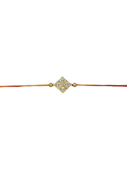 Accessher - Statement Rhinestones Embellished Rakhi with Roli, Rice & Card
