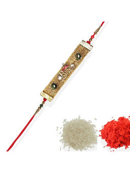 Accessher - Quirky Single Thread Bro Rakhi with Roli, Rice & Card