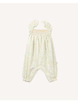 EARLY SUNDAY - Emma Baby Girls Yellow Smocked Printed Cotton Cambric Jumpsuit