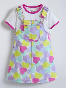 Hopscotch - Pure Cotton Heart Dress with T-Shirt