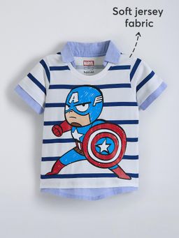 Hopscotch - Captain America Contrast Collar T-Shirt