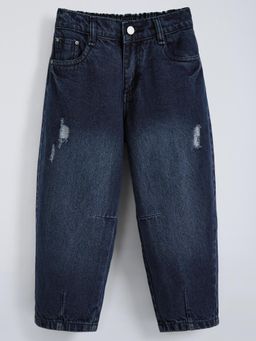 Hopscotch - Mild Distress Barrel Fit Cotton Jeans