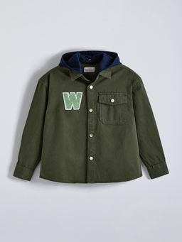 Hopscotch - Chenille Embroidery Shirt with Detachable Hood