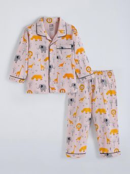 Hopscotch - Pink Animal Printed Cotton Sleepwear Set