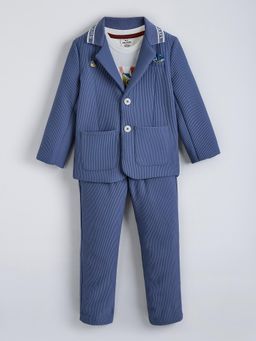 Hopscotch - Striped Textured Vest Blazer and Pant