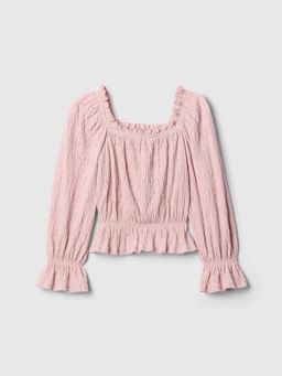 GAP - Girls' Textured Square Neck Full Sleeve Top