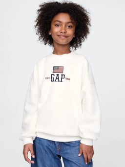 GAP - Girls' Embroidered Full Sleeve Crew Neck Sweatshirt