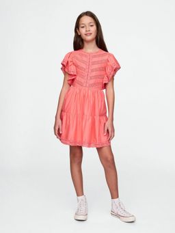 GAP - Girls' Lace Short Sleeves Tiered Dress