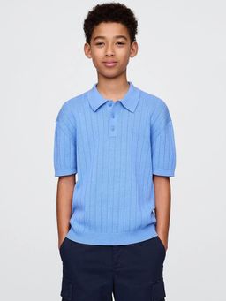 GAP - Boys' Textured Half Sleeve Polo T-Shirt