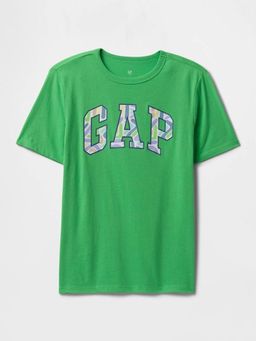 GAP - Boys' Green Logo Print Half Sleeves Round Neck T-Shirt