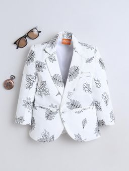 Mini Stitch - Cotton Woven Full Sleeves Embriodered Blazer - White