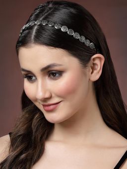 PANASH - Oxidised Silver-Plated Floral Shaped Head Chain