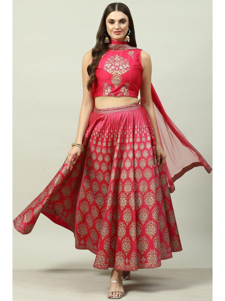 Pink Printed Lehenga Women lehengas 