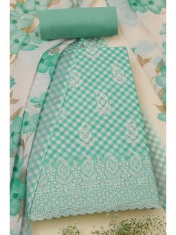 Soch - Women Green Linen Paisley Print Unstitched Top with Bottom & Dupatta (Set of 3)