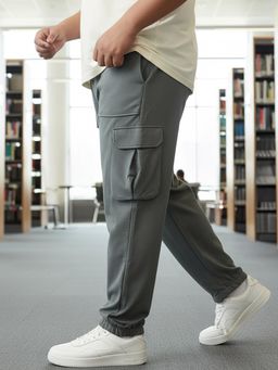 Bewakoof - Air 1.0 Men's Grey Oversized Plus Size Cargo Joggers