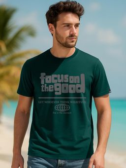 Bewakoof - Men's Green Focus Typography T-shirt