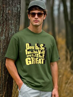 Bewakoof - Men's Green Don't Be So Humble Typography Oversized T-shirt