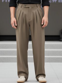 Bewakoof - Men's Brown Loose Fit Korean Pants