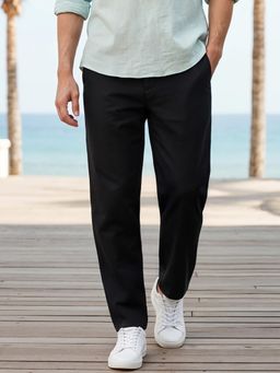 Bewakoof - Men's Jet Black Cotton Linen Pants