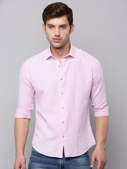 SHOWOFF - Mens Spread Collar Pink Striped Shirt