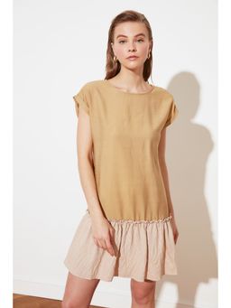 Trendyol - Womens Brown Colorblock Mini Dress