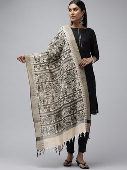 ArtEastri - Black Kalamkari Printed Pure Cotton Dupatta