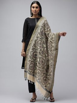 ArtEastri - Black Printed Pure Cotton Dupatta
