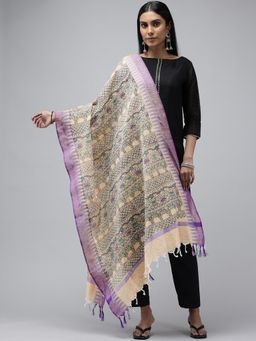 ArtEastri - Lavender Ethnic Motifs Printed Pure Cotton Dupatta