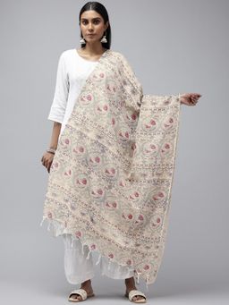 ArtEastri - Blue Ethnic Motifs Printed Pure Cotton Dupatta