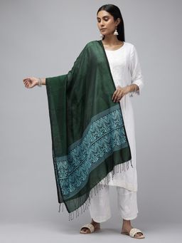 ArtEastri - Green Ethnic Motifs Woven Design Dupatta