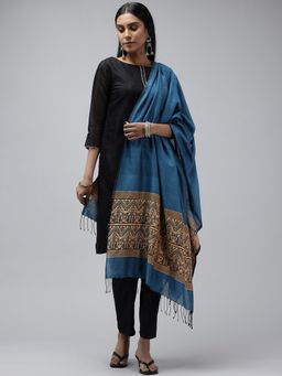 ArtEastri - Blue Biege Assamese Silk Cotton Dupatta