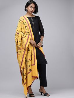 ArtEastri - Yellow Cotton Hand Kantha Dupatta