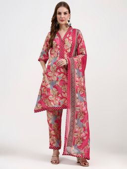 Yufta - Red Lensing Flare Kurta with Pant and Dupatta