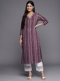 KSUT - Women Purple Geometric Kurta