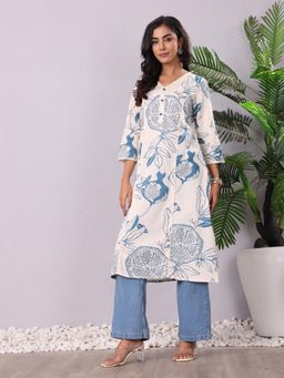 KSUT - Women Off White Abstract Kurta