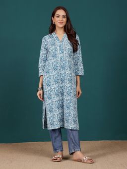 KSUT - Women Blue Paisley Kurta