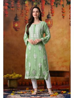 SYRISH - Women Green Embroidered Kurta