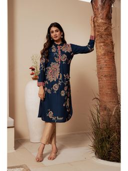 Juniper - Women Blue Floral Kurta