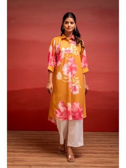 Juniper - Women Mustard Floral Kurta