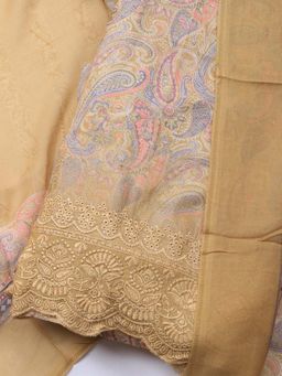 MEENA BAZAAR - Embroidered Mustard Muslin Unstitched Dress Materials with Dupatta