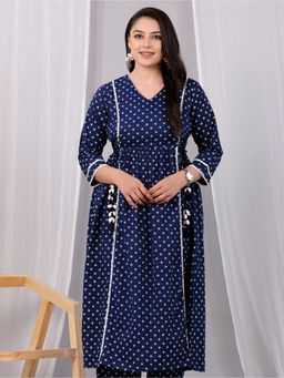 ARAMYA - Women Blue Soft Cotton Bandhani Print Kurta