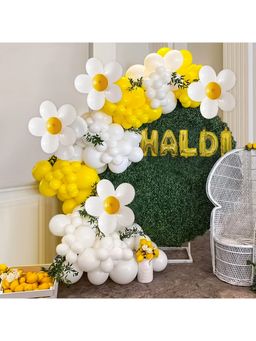 Special You - Haldi Decoration Kit with Banner Foil, Yellow & White Balloons (Set Of 66)