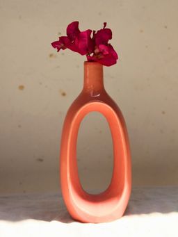 WEAVING HOMES - Pink Contour Vase Mid for Home Decor