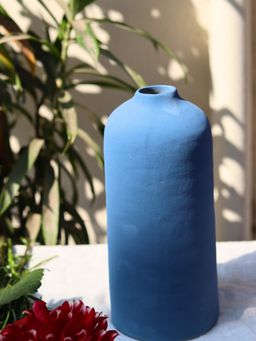 WEAVING HOMES - Matte Blue Vase for Home Decor