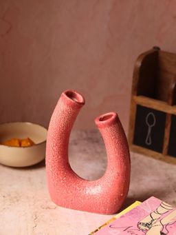 WEAVING HOMES - Pink U Shaped Vase for Home Decor