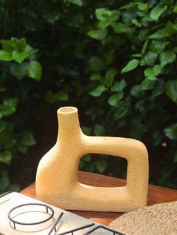WEAVING HOMES - Mustard Aesthetic Square Vase for Home Decor
