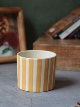 WEAVING HOMES - Striped Planter Yellow Indoor Planter