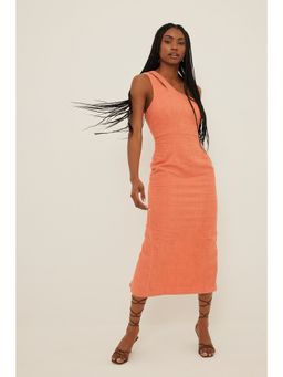 NA-KD - Forte Material Midi Dress-peach