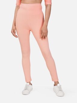 Wear Jukebox - Women Peach Solid Sculptflex High-Rise Tights