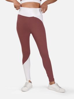 Wear Jukebox - Women Mauve Colorblock Power Flow High-Rise Tights
